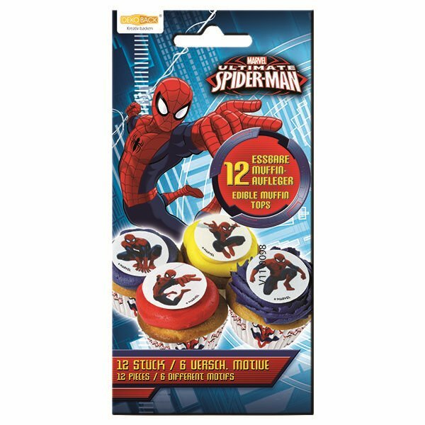Cukrowe opłatki na muffiny Spiderman 12szt., DEKOBACK (nr art. 01-14-00718)